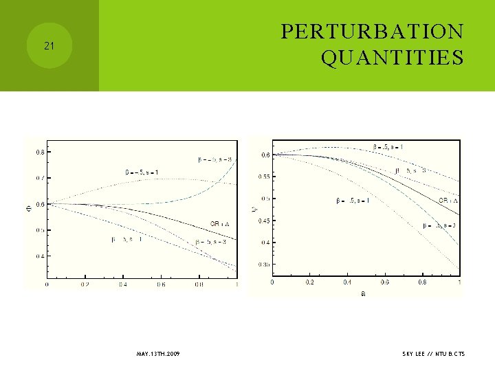 PERTURBATION QUANTITIES 21 MAY. 13 TH. 2009 SKY LEE // NTU & CTS 