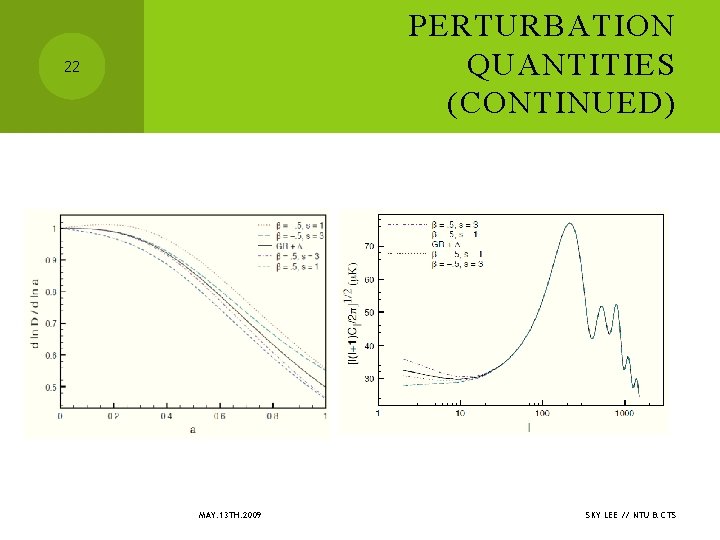 PERTURBATION QUANTITIES (CONTINUED) 22 MAY. 13 TH. 2009 SKY LEE // NTU & CTS