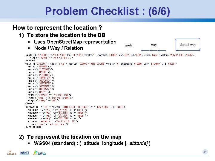 Problem Checklist : (6/6) How to represent the location ? 1) To store the Problem Checklist : (6/6) How to represent the location ? 1) To store the