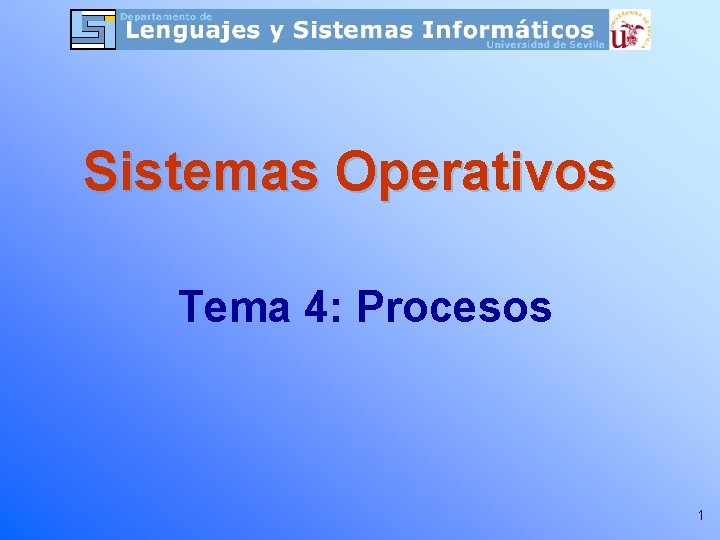 Sistemas Operativos Tema 4: Procesos 1 Sistemas Operativos Tema 4: Procesos 1