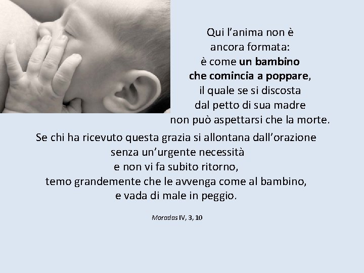 Qui l’anima non è ancora formata: è come un bambino che comincia a poppare,