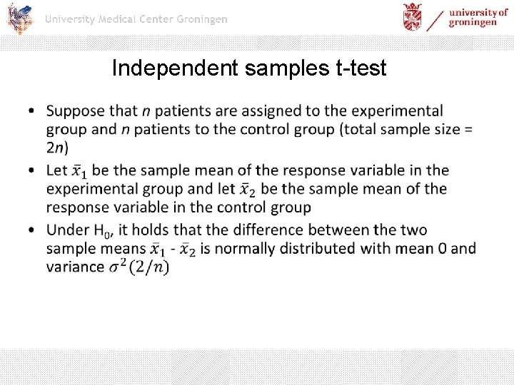 Independent samples t-test • 
