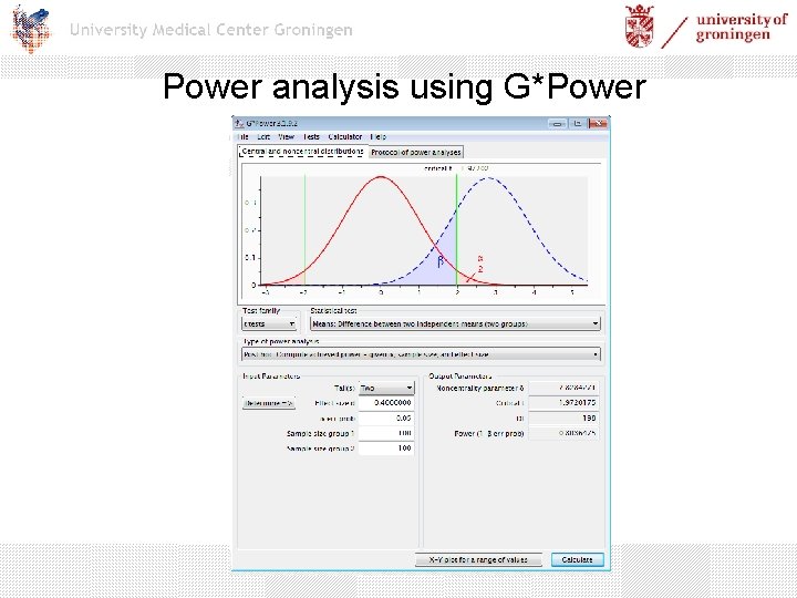 Power analysis using G*Power 