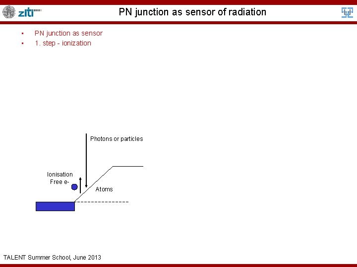 PN junction as sensor of radiation • • PN junction as sensor 1. step