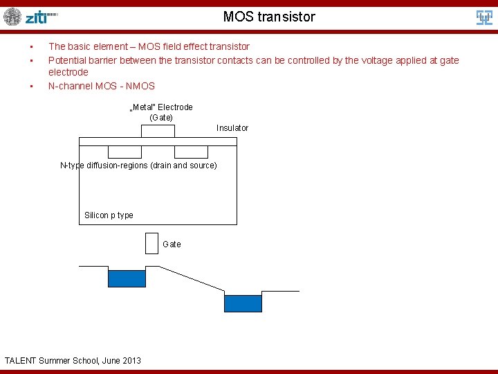 MOS transistor • • • The basic element – MOS field effect transistor Potential