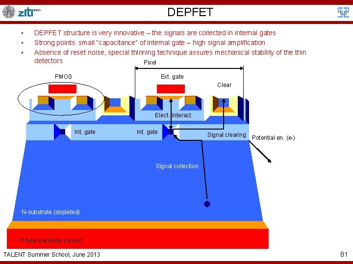 DEPFET • • • DEPFET structure is very innovative – the signals are collected