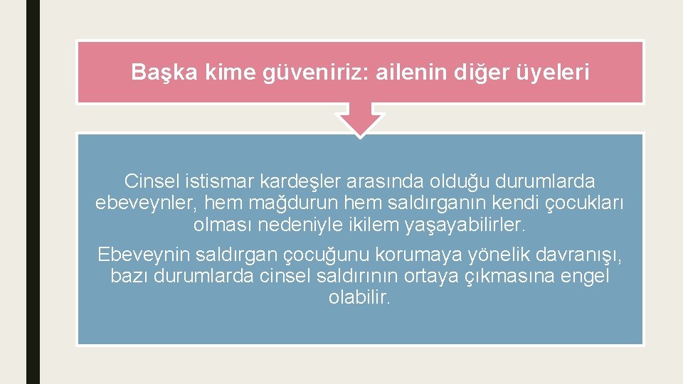 Başka kime güveniriz: ailenin diğer üyeleri Cinsel istismar kardeşler arasında olduğu durumlarda ebeveynler, hem