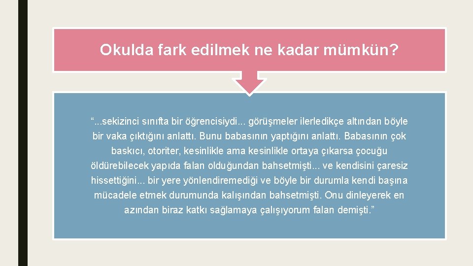 Okulda fark edilmek ne kadar mümkün? “. . . sekizinci sınıfta bir öğrencisiydi. .