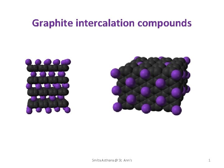 Graphite intercalation compounds Smita Asthana @ St. Ann's 1 