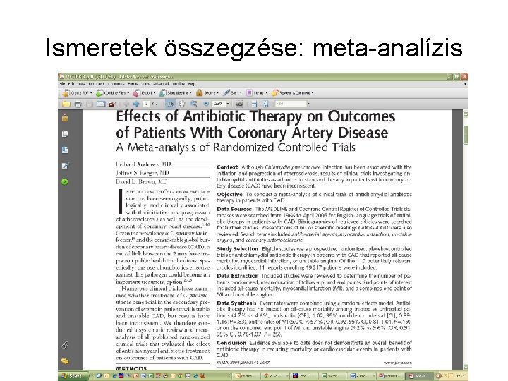 Ismeretek összegzése: meta-analízis 