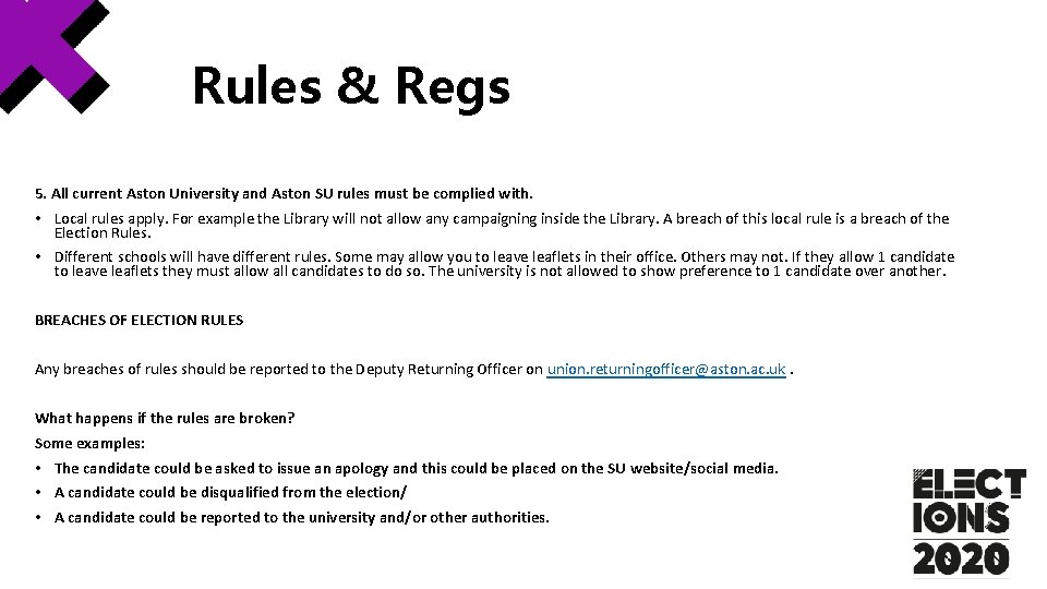 Rules & Regs 5. All current Aston University and Aston SU rules must be Rules & Regs 5. All current Aston University and Aston SU rules must be