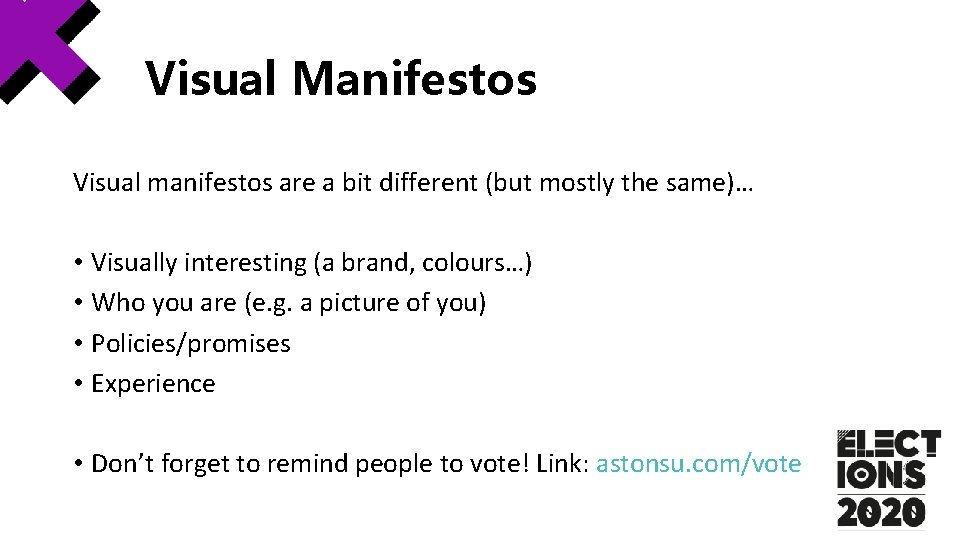 Visual Manifestos Visual manifestos are a bit different (but mostly the same)… • Visually Visual Manifestos Visual manifestos are a bit different (but mostly the same)… • Visually