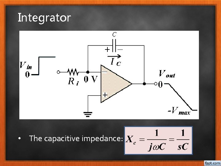 Integrator • The capacitive impedance: 