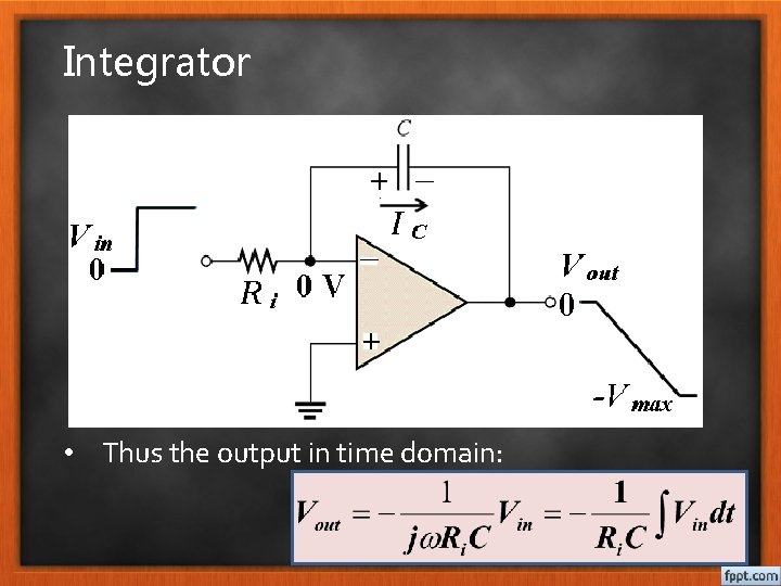Integrator • Thus the output in time domain: 