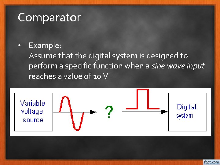 Comparator • Example: Assume that the digital system is designed to perform a specific