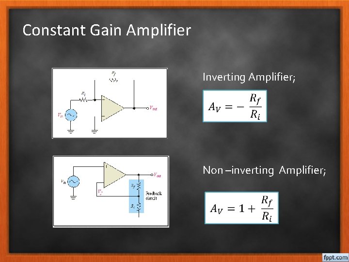 Constant Gain Amplifier Inverting Amplifier; Non –inverting Amplifier; 