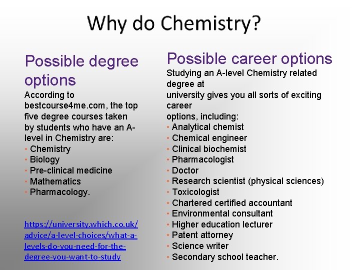 Possible degree options According to bestcourse 4 me. com, the top five degree courses