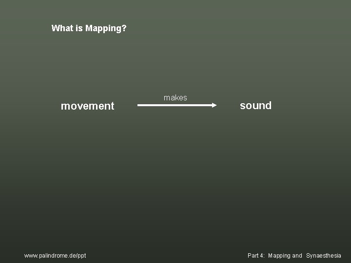 What is Mapping? movement www. palindrome. de/ppt makes sound Part 4: Mapping and Synaesthesia What is Mapping? movement www. palindrome. de/ppt makes sound Part 4: Mapping and Synaesthesia