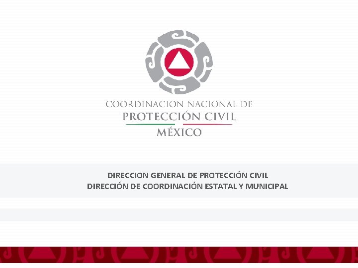 DIRECCION GENERAL DE PROTECCIÓN CIVIL DIRECCIÓN DE COORDINACIÓN ESTATAL Y MUNICIPAL 