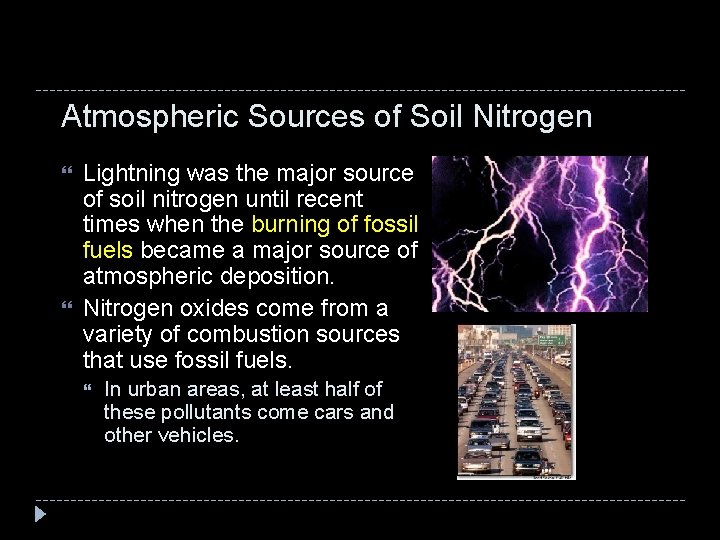 Atmospheric Sources of Soil Nitrogen Lightning was the major source of soil nitrogen until