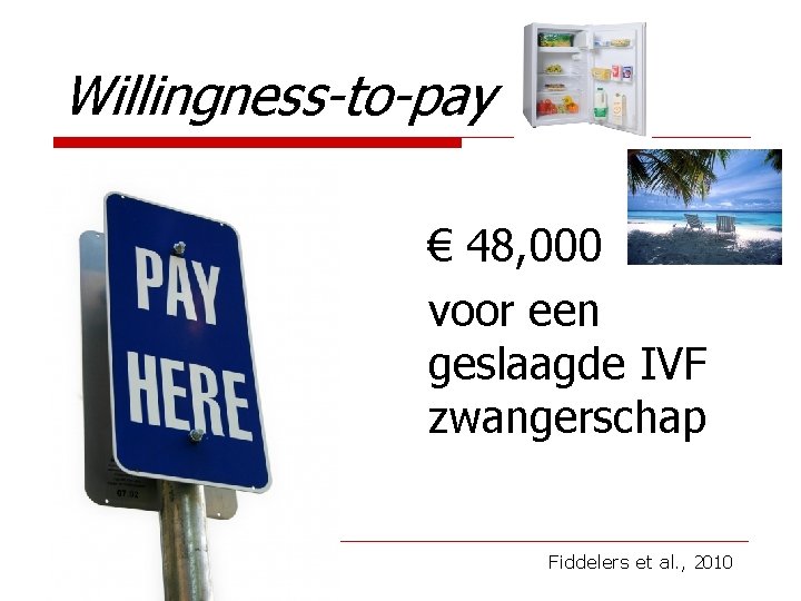 Willingness-to-pay € 48, 000 voor een geslaagde IVF zwangerschap Fiddelers et al. , 2010