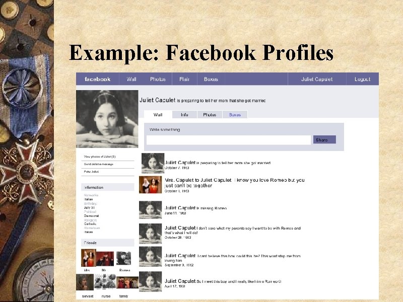 Example: Facebook Profiles 