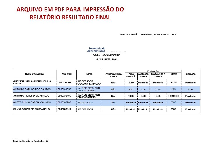 ARQUIVO EM PDF PARA IMPRESSÃO DO RELATÓRIO RESULTADO FINAL 