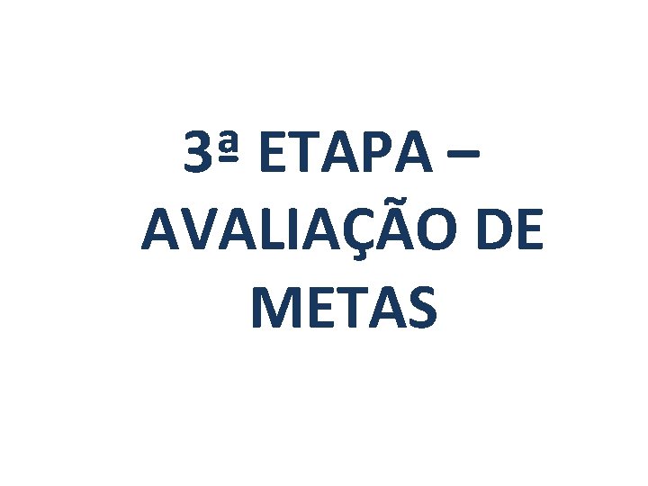 3ª ETAPA – AVALIAÇÃO DE METAS 