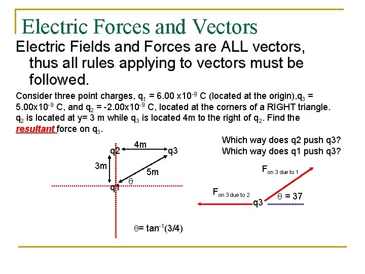 Electric Forces and Vectors Electric Fields and Forces are ALL vectors, thus all rules