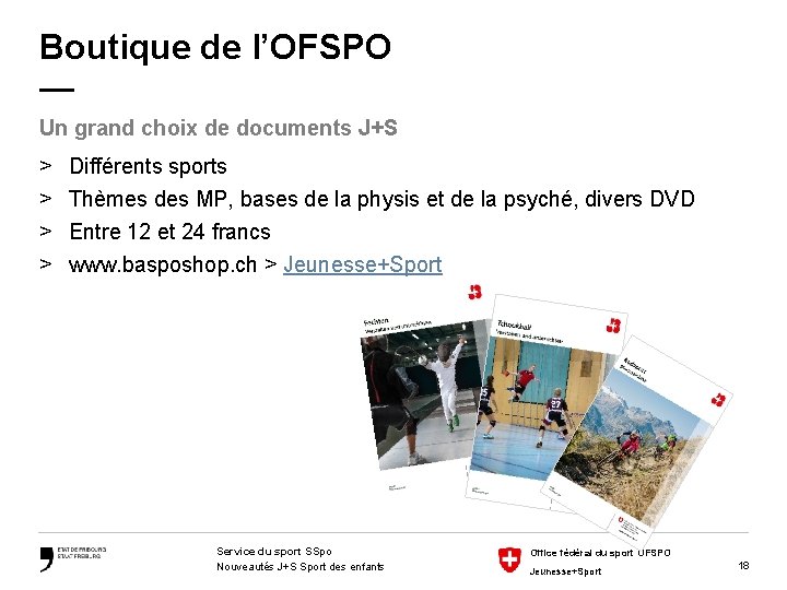 Boutique de l’OFSPO — Un grand choix de documents J+S > > Différents sports