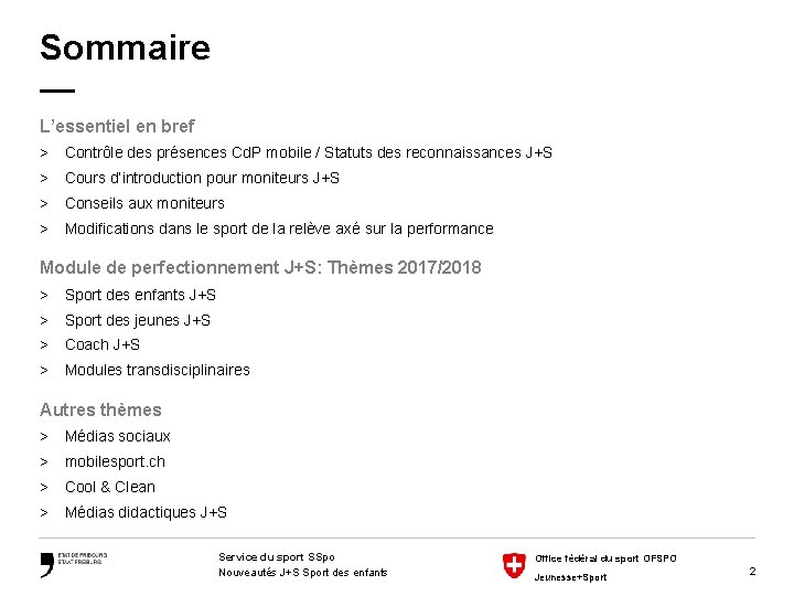 Sommaire — L’essentiel en bref > Contrôle des présences Cd. P mobile / Statuts