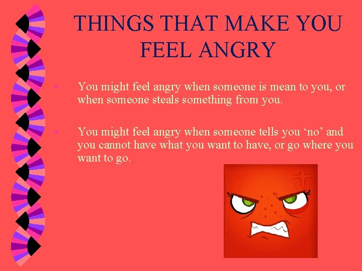 THINGS THAT MAKE YOU FEEL ANGRY w You might feel angry when someone is