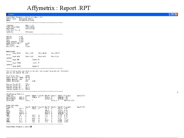 Affymetrix : Report. RPT 