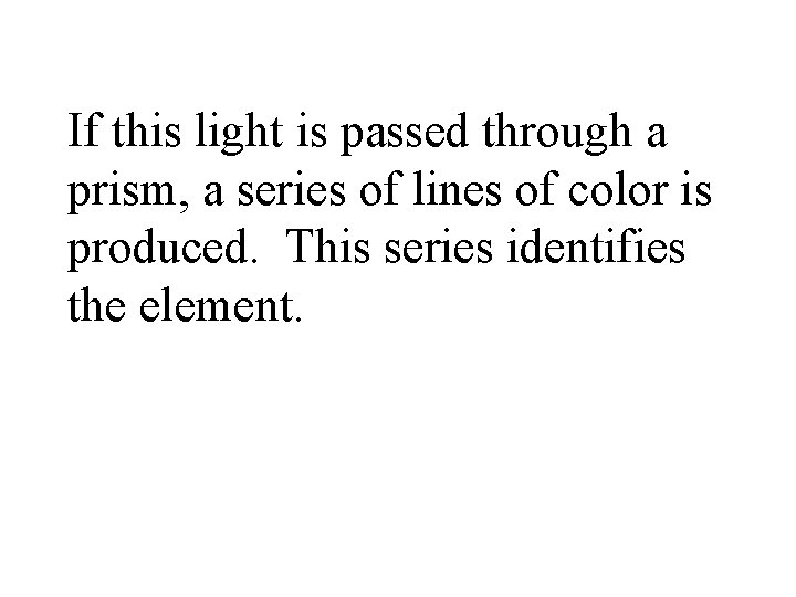 If this light is passed through a prism, a series of lines of color