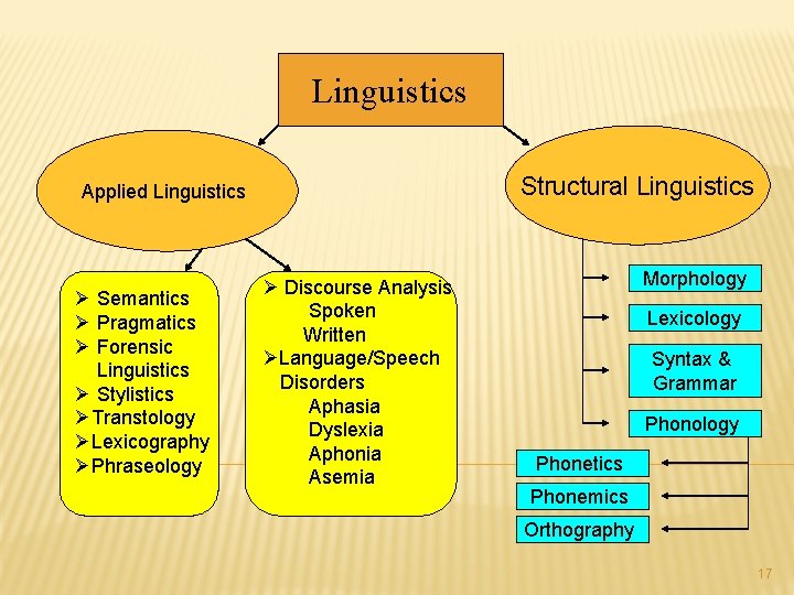 Linguistics Structural Linguistics Applied Linguistics Ø Semantics Ø Pragmatics Ø Forensic Linguistics Ø Stylistics