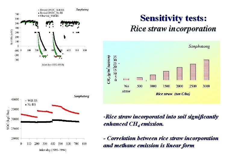 Sensitivity tests: Rice straw incorporation -Rice straw incorporated into soil significantly enhanced CH 4 Sensitivity tests: Rice straw incorporation -Rice straw incorporated into soil significantly enhanced CH 4