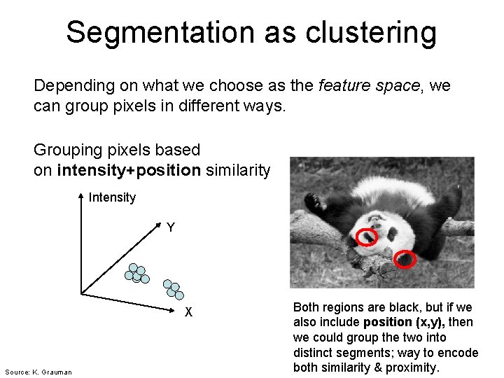 Segmentation as clustering Depending on what we choose as the feature space, we can