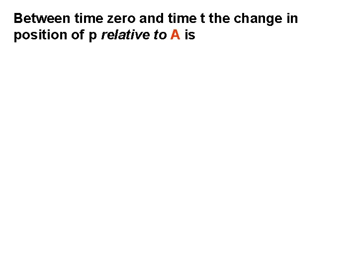 Between time zero and time t the change in position of p relative to