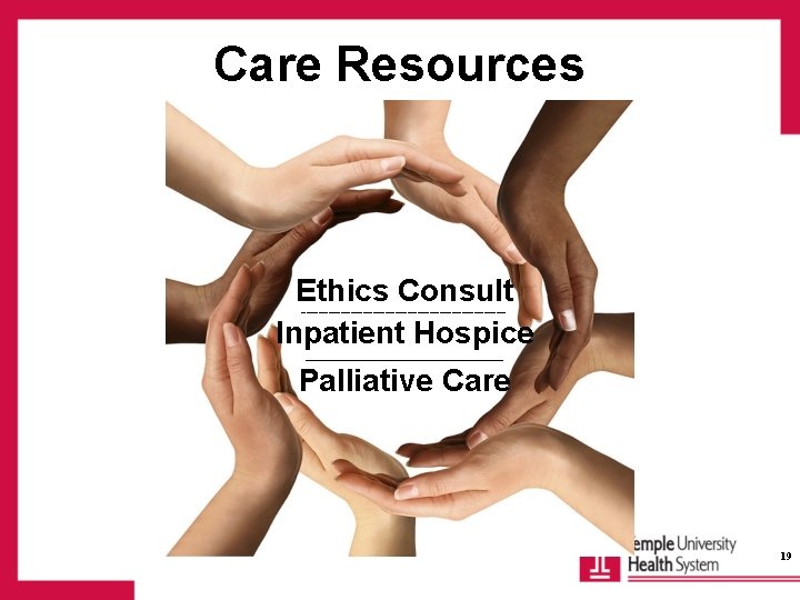 Care Resources Ethics Consult Inpatient Hospice __________________________________________ Palliative Care 19 