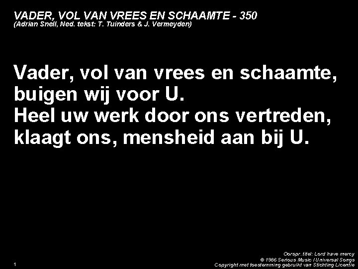 VADER, VOL VAN VREES EN SCHAAMTE - 350 (Adrian Snell, Ned. tekst: T. Tuinders