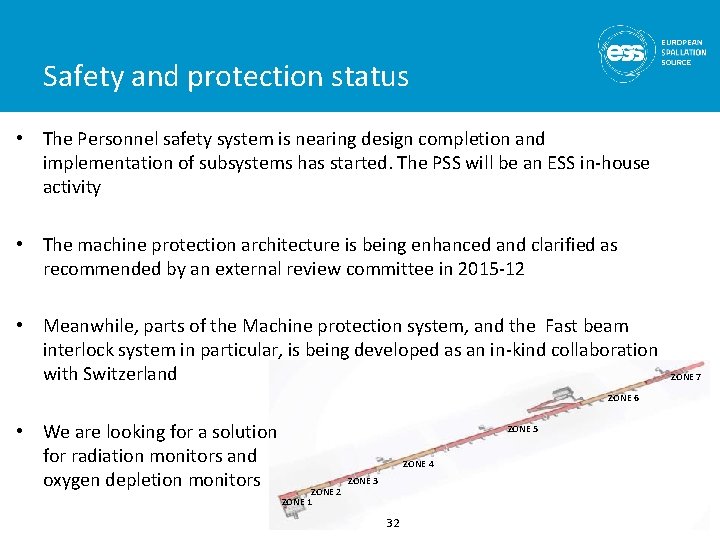 Safety and protection status • The Personnel safety system is nearing design completion and