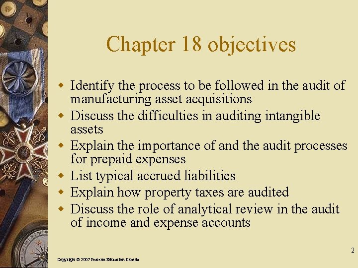 Chapter 18 objectives w Identify the process to be followed in the audit of