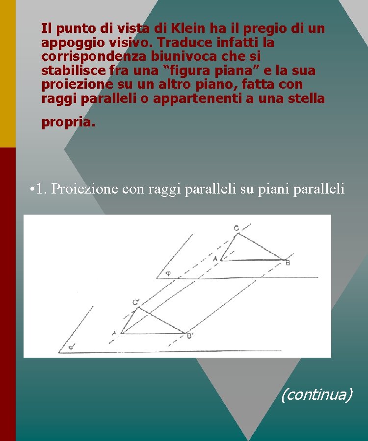 Il punto di vista di Klein ha il pregio di un appoggio visivo. Traduce Il punto di vista di Klein ha il pregio di un appoggio visivo. Traduce