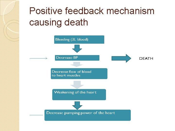 Positive feedback mechanism causing death 