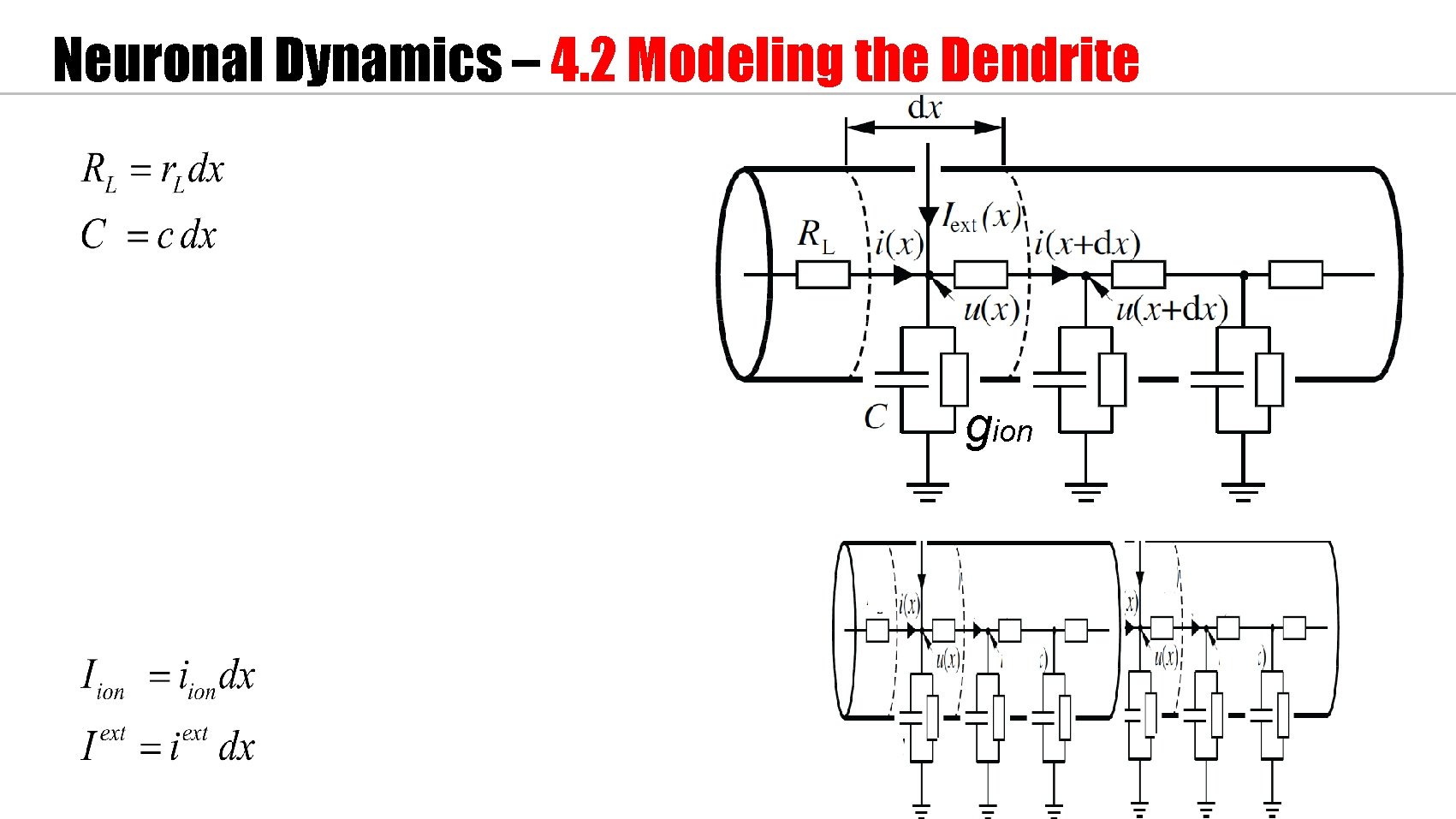 Neuronal Dynamics – 4. 2 Modeling the Dendrite gion g 
