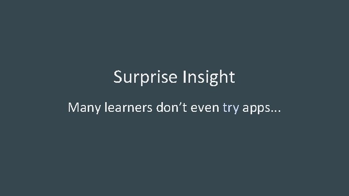 Surprise Insight Many learners don’t even try apps. . . 