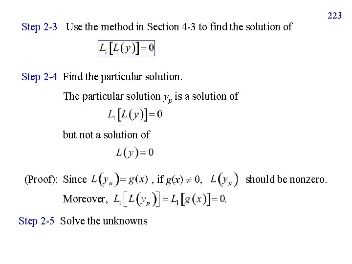 223 Step 2 -3 Use the method in Section 4 -3 to find the
