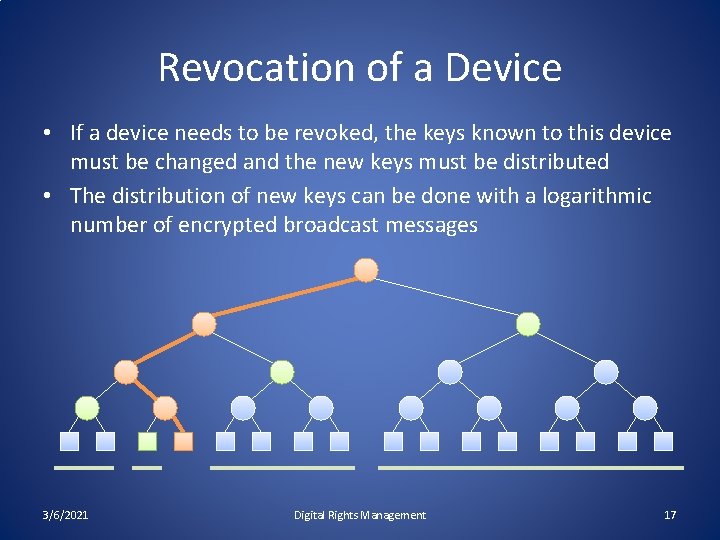 Revocation of a Device • If a device needs to be revoked, the keys