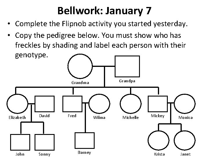 Bellwork: January 7 • Complete the Flipnob activity you started yesterday. • Copy the