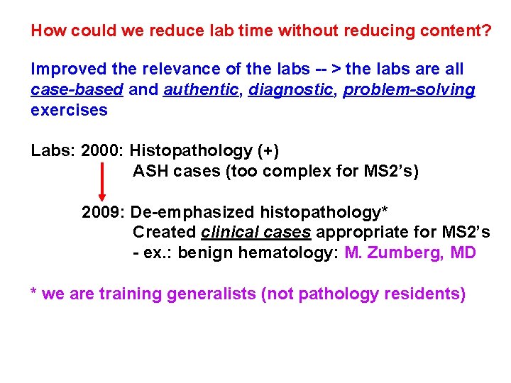 How could we reduce lab time without reducing content? Improved the relevance of the